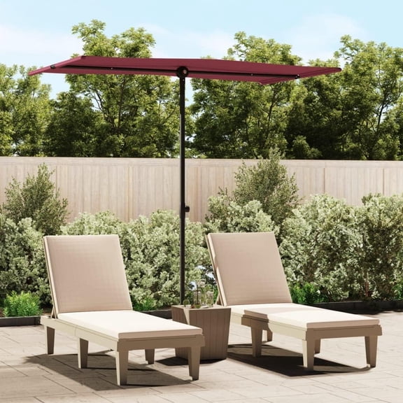 Wubio 70.9" Bordeaux Red Garden Parasol with 180° Rotation Aluminum Pole UV Protective Outdoor Umbrella for Patio Poolside Backyard