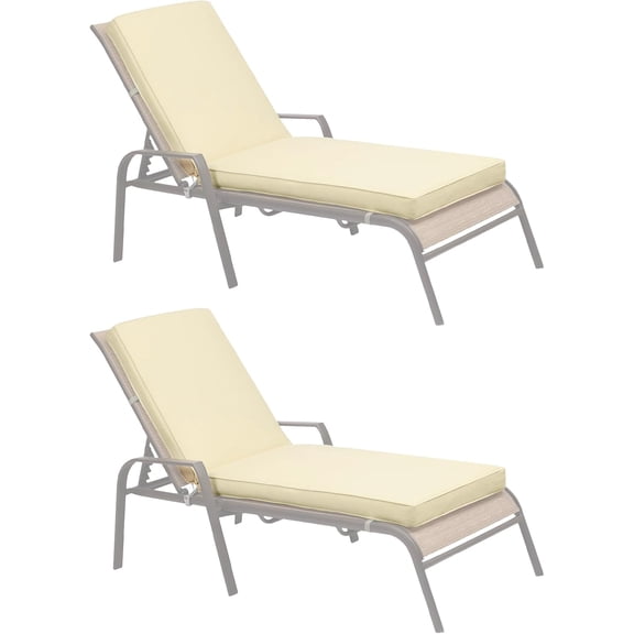 Wubio 72" x 21" Patio Chaise Lounger Cushions, Fade-Resistant and Water-Resistant Olefin Fabric Slipcovers with Sponge Foam, Set of 2, Cream Yellow
