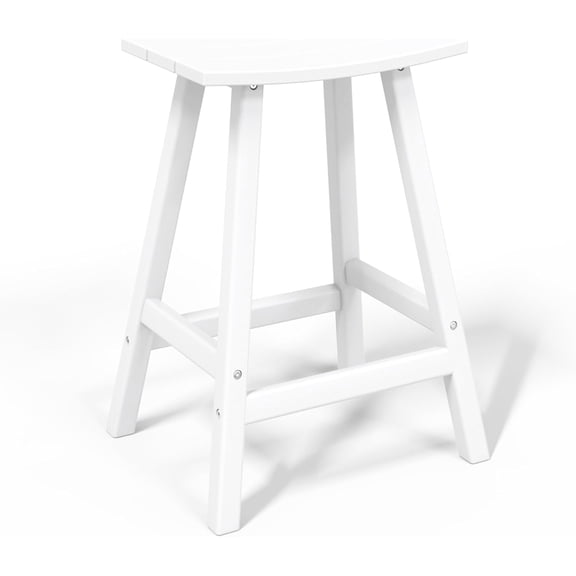 Wubio All-Weather Outdoor Bar Stools, 29" Height Patio Stools & Bar Chairs, Adirondack Poly Patio Bar Stool for Patio, Deck, Kitchen Counter and Garden-29'' Counter Stool-White