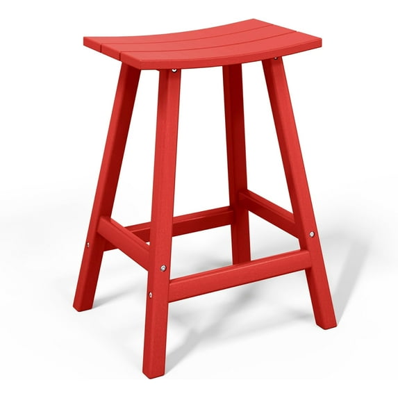 Wubio All-Weather Outdoor Bar Stools, 29" Height Patio Stools & Bar Chairs, Adirondack Poly Patio Bar Stool for Patio, Deck, Kitchen Counter and Garden-29'' Counter Stool-Red