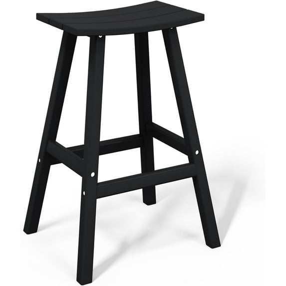 Wubio All-Weather Outdoor Bar Stools, 29" Height Patio Stools & Bar Chairs, Adirondack Poly Patio Bar Stool for Patio, Deck, Kitchen Counter and Garden-29'' Counter Stool-Black