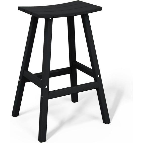 Wubio All-Weather Outdoor Bar Stools, 29" Height Patio Stools & Bar Chairs, Adirondack Poly Patio Bar Stool for Patio, Deck, Kitchen Counter and Garden-29'' Counter Stool-Black