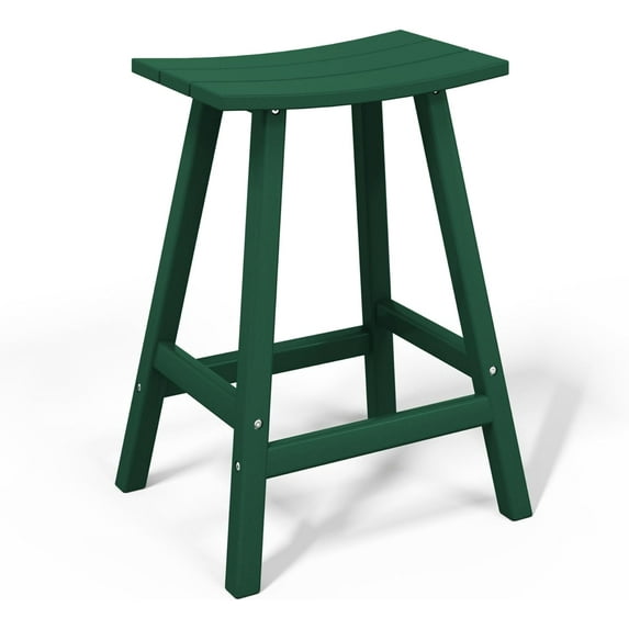 Wubio All-Weather Outdoor Bar Stools, 29" Height Patio Stools & Bar Chairs, Adirondack Poly Patio Bar Stool for Patio, Deck, Kitchen Counter and Garden-29'' Counter Stool-Dark Green