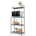 thumbnail image 1 of Wubio Bakers Rack, 4-Tier Microwave Oven Stand, Kitchen Storage Rack with Mesh Wire Metal Shelves, Free Standing Shelving Utility Unit, 23.5"Lx14"Wx54"H (Silver), 1 of 10