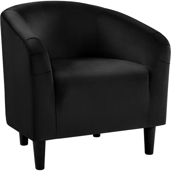 Wubio  Barrel Chair, Modern Accent Chair Comfy Velvet Armchair Club Sofa Chair Vanity Chair for Living Room Bedroom Office Small Space, Black