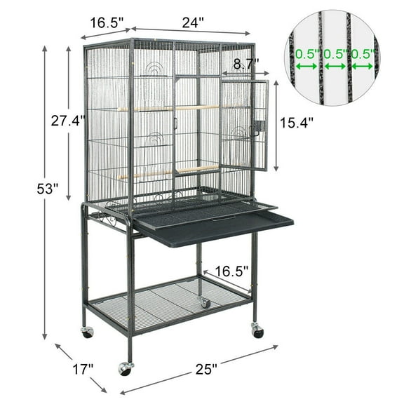 Wubio Bird Cage Large Play Top Bird Parrot Finch Cage Macaw Cockatoo Pet Supplies 53"
