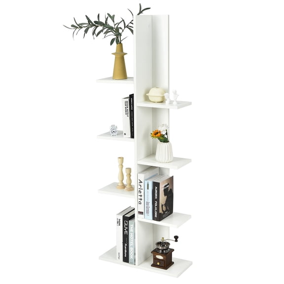 Wubio Bookcase 8-shelf Freestanding Tree shelf Display Storage Stand White