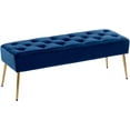 thumbnail image 1 of Wubio Button-Tufted Ottoman Bench, Upholstered Bedroom Benches Velvet Footrest Stool Dining Bench Accent Bench for Entryway Dining Room Living Room Bedroom, Dark Blue, 1 of 9