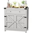 thumbnail image 1 of Wubio Coffee Bar Cabinet Farmhouse Kitchen Sideboard Buffet Cabinet with Drawer and Adjustable Shelf Barn Door Storage Cabinet for Kitchen, Dining Room, Bathroom, Entryway (Ash Grey), 1 of 17