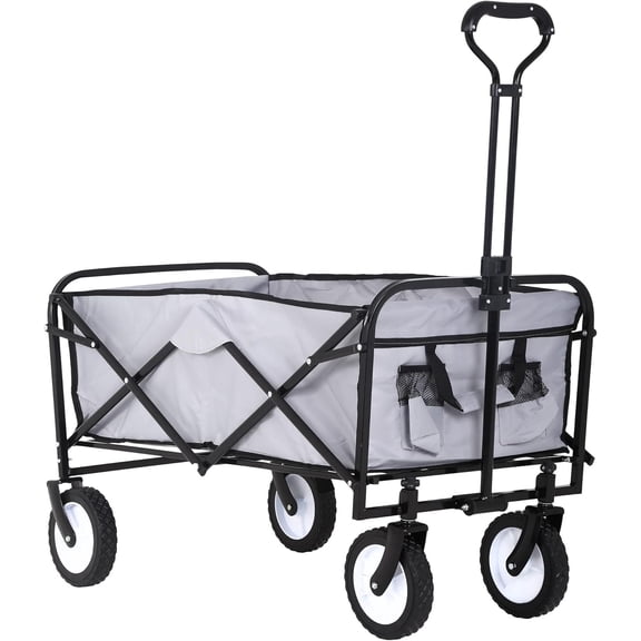 Wubio Collapsible Wagon,Portable Folding Wagon Garden Cart Outdoor Utility Grocery Wagon for Shopping, Beach, Camping, Sports, Picnic (Grey)