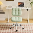 thumbnail image 1 of Wubio Compact Small Desk Chair, Cute Armless Chair with Wheels, Vanity Chair with Low Back, Height Adjustable Task Chair for Small Spaces, Office, Bedroom, Make Up Room, PU Leather, Mint Green, 1 of 18