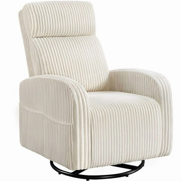 Wubio Corduroy Swivel Nursery Glider Recliner Chair, 360-Degree Nursing Gliding Rocker-Beige