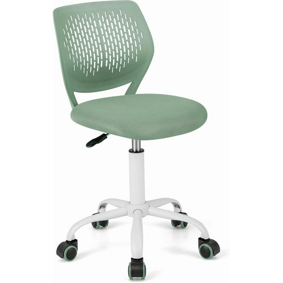 Wubio Desk Chair for Teen, Kids Armless Swivel Small Cute Low-Back Mesh Office Chair Comfy with Adjustable Height, Lumbar Support, Ergonomic Computer Study Chair in Home Bedroom School (Sage Green)
