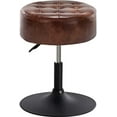 thumbnail image 1 of Wubio Faux Leather Round Ottoman Stool, Modern Upholstered Padded Pouffe Makeup Accent Stool for Bedroom Living Room Entryway，Brown, 1 of 16