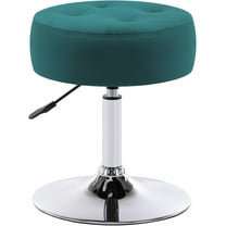 Wubio Faux Leather Vanity Chair, Swivel Makeup Stool Living Room Chair Upholstered Round Ottoman Stool Chair for Bedroom Entryway-Atrovirens Velvet