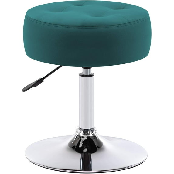 Wubio Faux Leather Vanity Chair, Swivel Makeup Stool Living Room Chair Upholstered Round Ottoman Stool Chair for Bedroom Entryway-Atrovirens Velvet