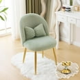 thumbnail image 1 of Wubio Fluffy Girls Vanity Chair with Back & Pillow,Cute Small Cozy Desk Chair No Wheels,Comfy Makeup Ch with Ajustable Gold Legs,for Bedroom,Living Room,Small Space,Green, 1 of 9
