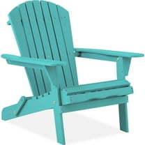 Wubio Folding Adirondack Chair Outdoor Wooden Accent Furniture Fire Pit Lounge Chairs for Yard, Garden, Patio w/ 350lb Weight Capacity - Dark Turquise