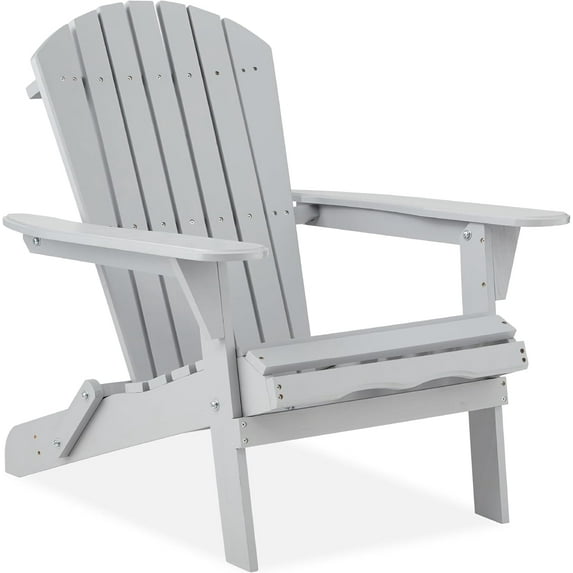 Wubio Folding Adirondack Chair Outdoor Wooden Accent Furniture Fire Pit Lounge Chairs for Yard, Garden, Patio w/ 350lb Weight Capacity - Slate Gray