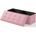 thumbnail image 1 of Wubio Folding Storage Ottoman Bench, Multi-Functional Ottoman Footrest, End of Bed Bench, Storage Chest for Living Room, Bedroom, Hallway, Entryway, Holds Up to 700 lbs (Light Pink, 43 Inches), 1 of 10
