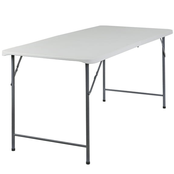 Wubio Folding Table 6ft Utility Dining Card Long Table Indoor Outdoor Fold-in-Half