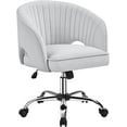 thumbnail image 1 of Wubio Home Office Chair Velvet Desk Chair, Upholstered Modern Swivel Chair with Tufted Barrel Back, Rolling Wheels for Office, Study, Vanity-Light Gray, 1 of 11