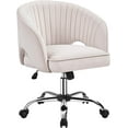thumbnail image 1 of Wubio Home Office Chair Velvet Desk Chair, Upholstered Modern Swivel Chair with Tufted Barrel Back, Rolling Wheels for Office, Study, Vanity-Cream, 1 of 11