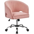 thumbnail image 1 of Wubio Home Office Chair Velvet Desk Chair, Upholstered Modern Swivel Chair with Tufted Barrel Back, Rolling Wheels for Office, Study, Vanity-Pink, 1 of 11