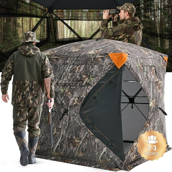 Wubio Hunting Blind 270 See Through Ground Blind One-Way Mesh for 2-3 Person