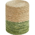 thumbnail image 1 of Wubio Pouf Ottoman, 100% Handwoven Seagrass Braided Pouffe, Boho Decor Floor Chair for Couch or Desk, Outdoor Ottomans for Garden, Round Footrest with Wood Frame-Natural & Green, 1 of 9