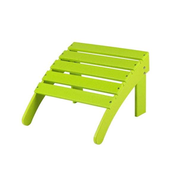 Wubio Outdoor Adirondack Ottoman – Weather-Resistant HDPE Patio Footrest, UV-Protected & Durable | Ergonomic Design, Perfect Companion to Adirondack Chairs | Ideal for Gardens, Decks Lemon Green