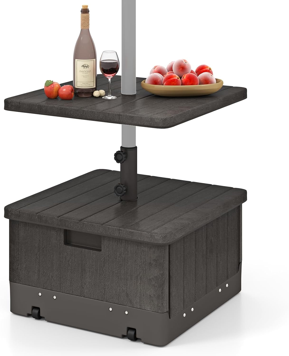 Wubio Outdoor Side Table with Umbrella Stand, 175 lbs Fillable Weighted ...