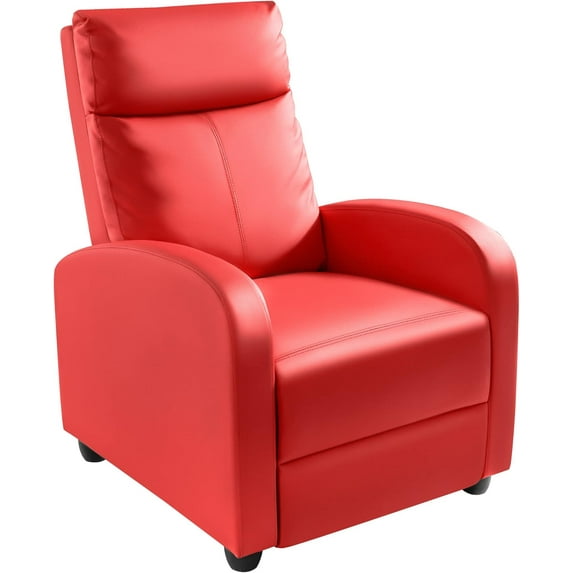 Wubio Recliner Chair, Recliner Sofa for Adults, Recliners Home Theater Seating with Lumbar Support, Reclining Sofa Chair for Living Room (Leather, Red)