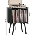thumbnail image 1 of Wubio Record Player Stand with Storage Holds Up to 80 Albums, Turntable Stand with Beech Wood Legs, Mid-Century Record Player Table,Black Vinyl Holder Display Shelf for Bedroom Living Room, 1 of 14