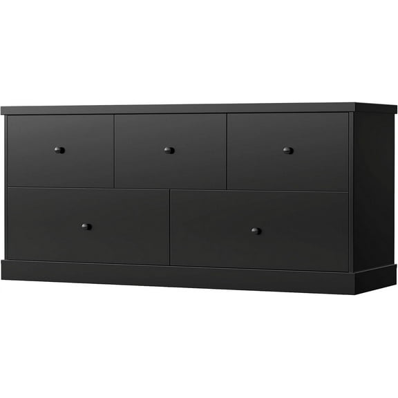 Wubio Stand and Storage Organizer, Modern Wide Wood Chest of Drawers for Living Room Hallway Entryway (Black)
