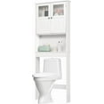 thumbnail image 1 of Wubio Over The Toilet Storage Cabinet White Bathroom Storage Organizer Above The Toilet Shelf with Acrylic Glass Double Doors Wood Muebles para BañO Rack with Adjustable Shelf, 1 of 9