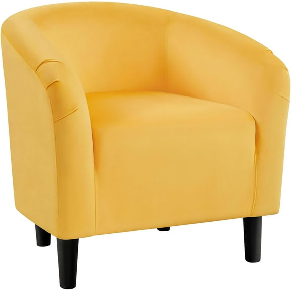 Wubio Yellow Chair, Accent Chair for Bedroom, Armchair for Living Room, Velvet Fabric Club Chair with Soft Padded Seat and Sturdy Legs for Bedroom Waiting Room, Yellow
