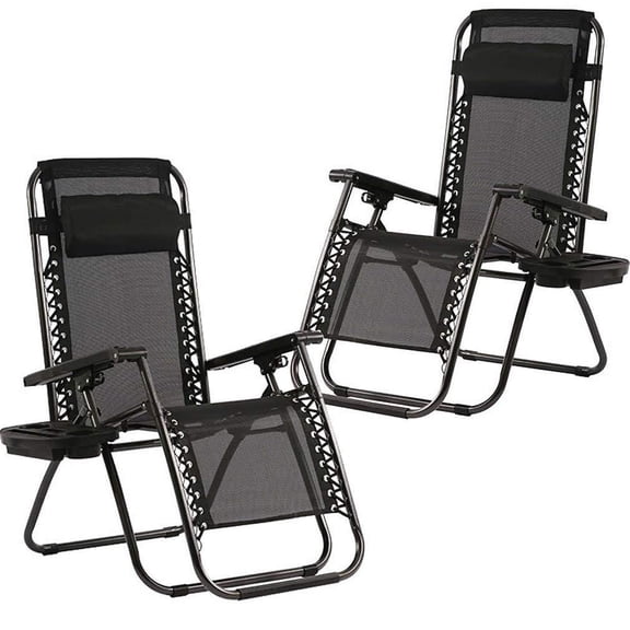 Wubio Zero Gravity Chairs Set of 2 Patio Adjustable Reclining Folding Chairs w/ Pillow
