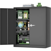 WubiovMetal Storage Cabinet for Tool Organization, 36" Lockable Garage Storage Cabinets with 2 Doors and 4 Adjustable Shelves, Locking File Cabinet for Office, Home, School (36”-Black)