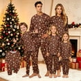 thumbnail image 1 of Wuceii Matching Family Christmas Pajamas Sets - Seasonal Brown Bells & Baubles Print Long Sleeve Tops+Pants Sleepwear, Christmas Eve Sleepover Outfits Matching Pajamas for Holiday for S Pjs, 1 of 6