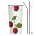 Wuche Cherries Leaf 20oz Car Tumbler with Straw 304 Stainless Steel