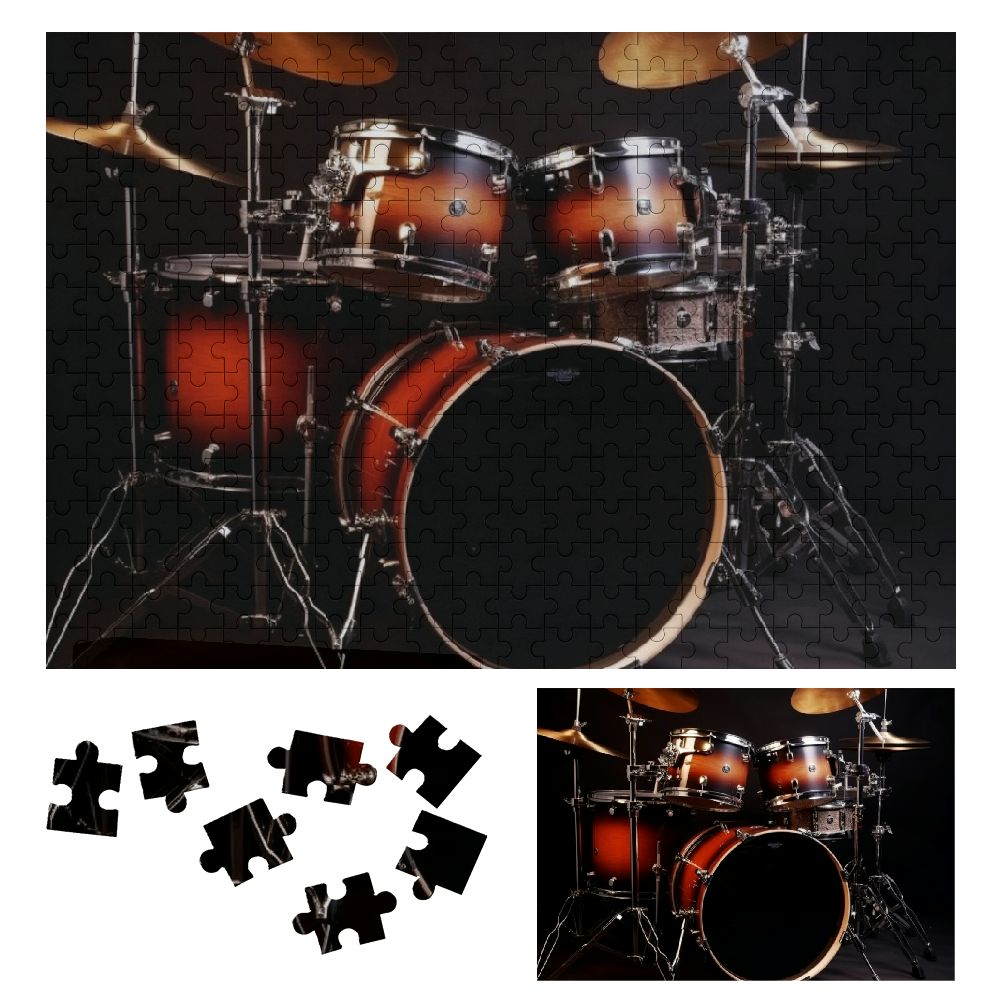 Wuche Drum Set Wooden Jigsaw Puzzle Challenging Leisure Game Toy Gift