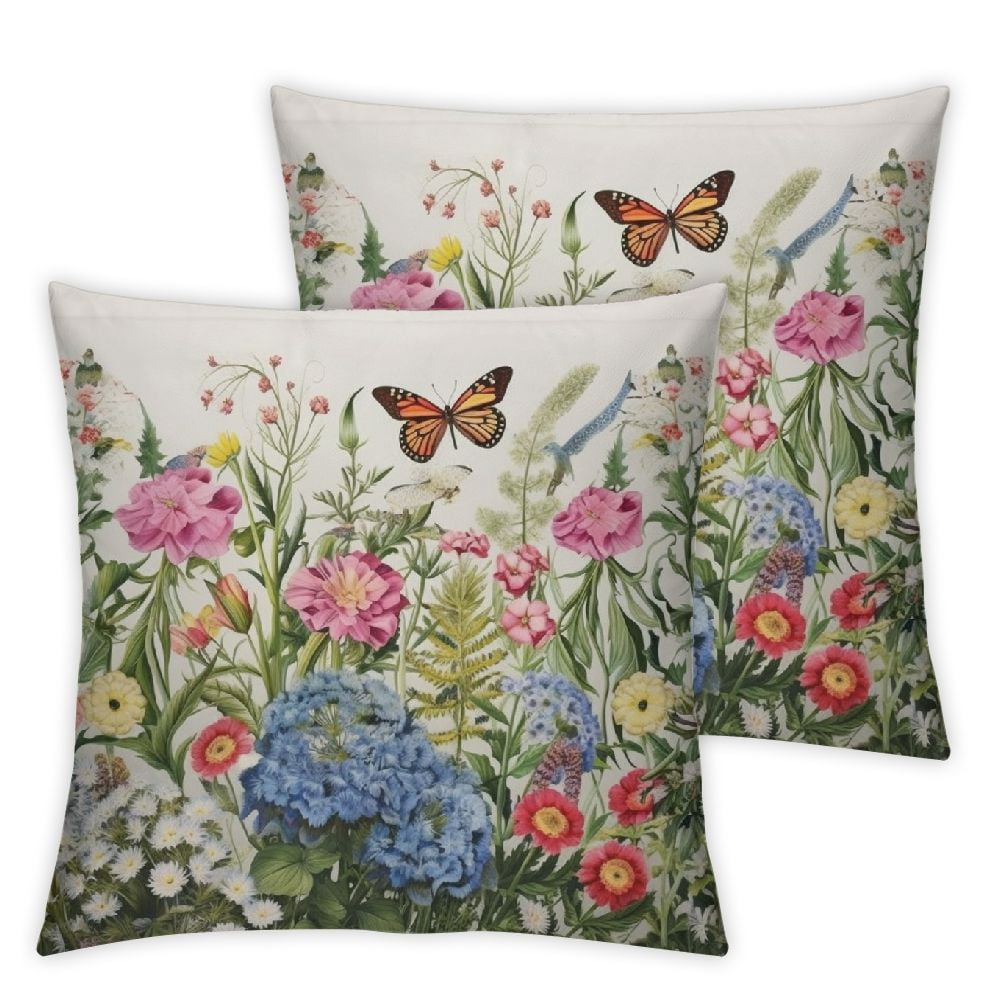 Wuche Flowers Butterfly Tapestry Short Plush Pillowcase Set of 2 for Home Decor HighQuality Set