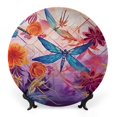 Wuche Flowers Dragonflies Butterfly Ceramic Decorative Plate for Home
