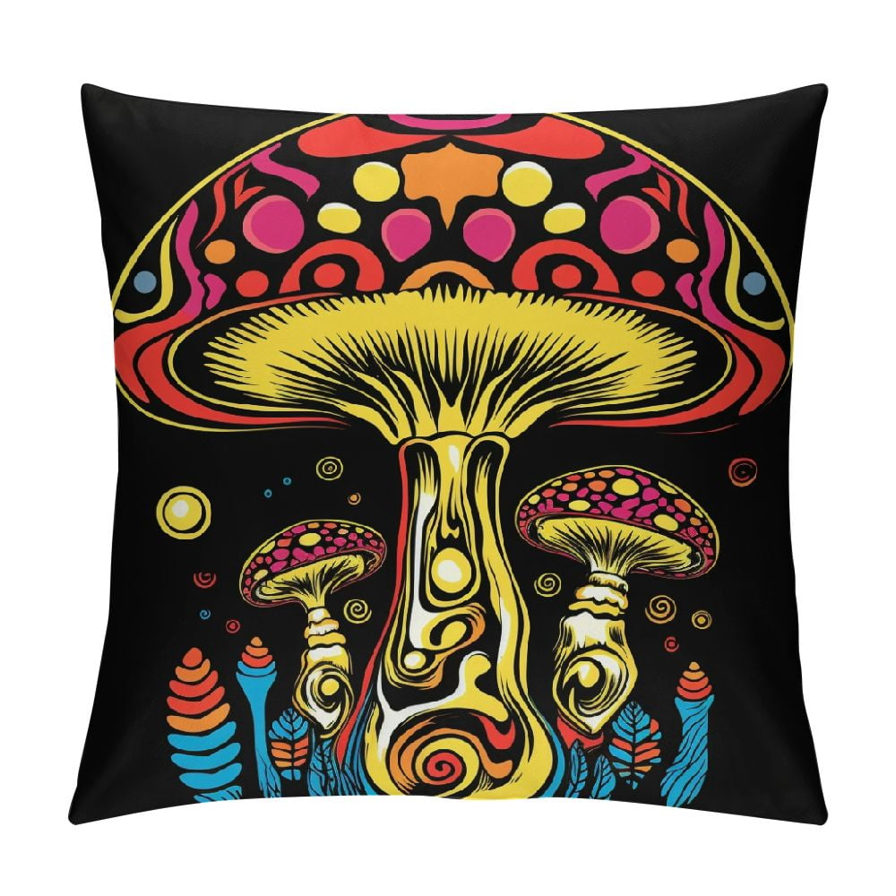 Wuche Stay Little Hippie Throw Pillow Case Funny Mushroom Decorative