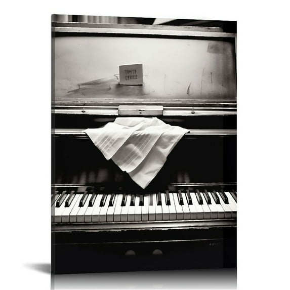 Wuche Vintage Music Prints Music Wall Decor - Black and White Musical instrument Wall Art - Retro Microphone Piano Guitar Canvas Posters for Bedroom Decor 16x20 in