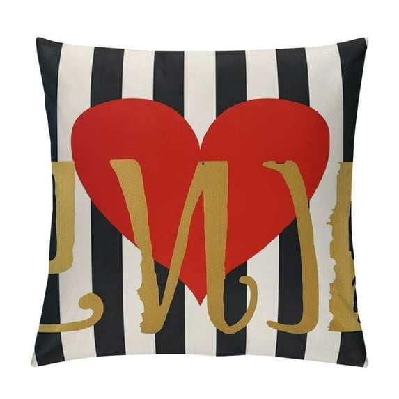 Wuche Love Throw Pillow Covers Happy Valentine's Day Striped Balloon Red Pillow Sham Cushion Cover King Size Inches Printed One Side