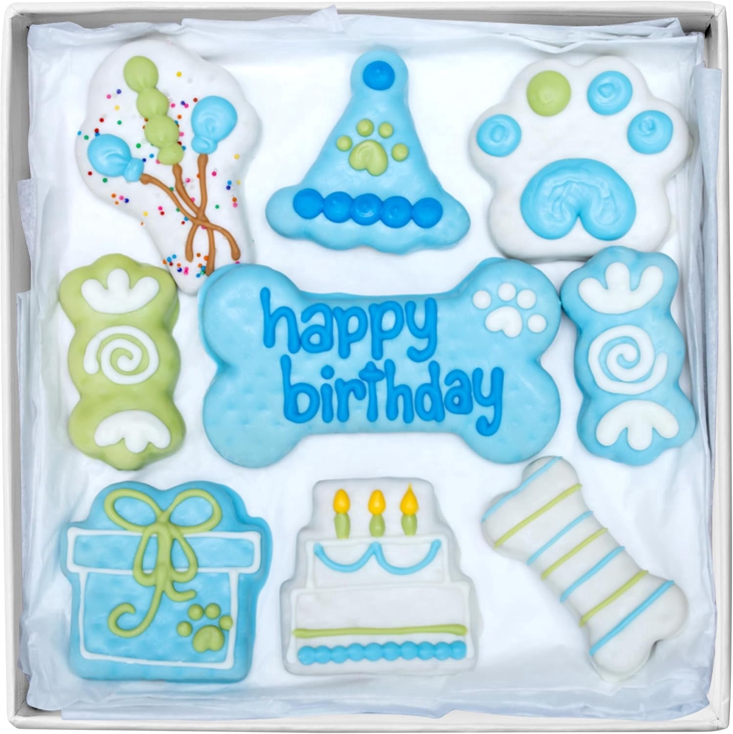 Wufers Birthday Boy Dog Treat Gift Box – Gourmet Decorated Soft-Baked Dog Treat Variety Pack, Dog Birthday Gift & Party Treats for Dogs, Made in North America