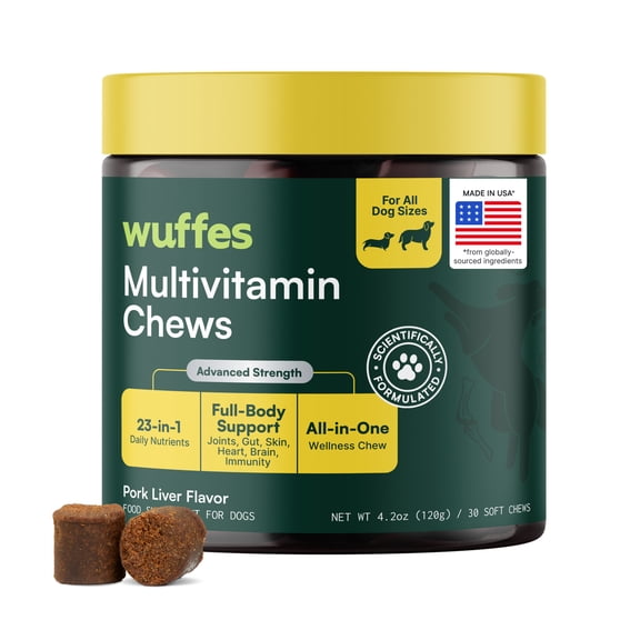 Wuffes 23-in-1 Dog Multivitamins & Minerals for Small&Large Dogs, 30 Soft Chews