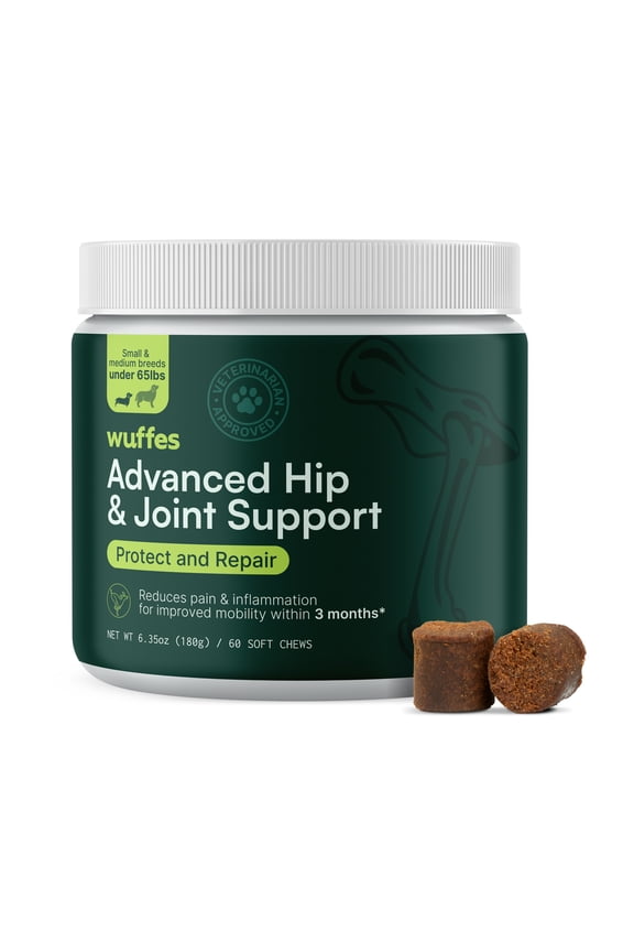 Advanced Hip and Joint Support Supplement for Small & Medium Breed Dogs, 60 Chews